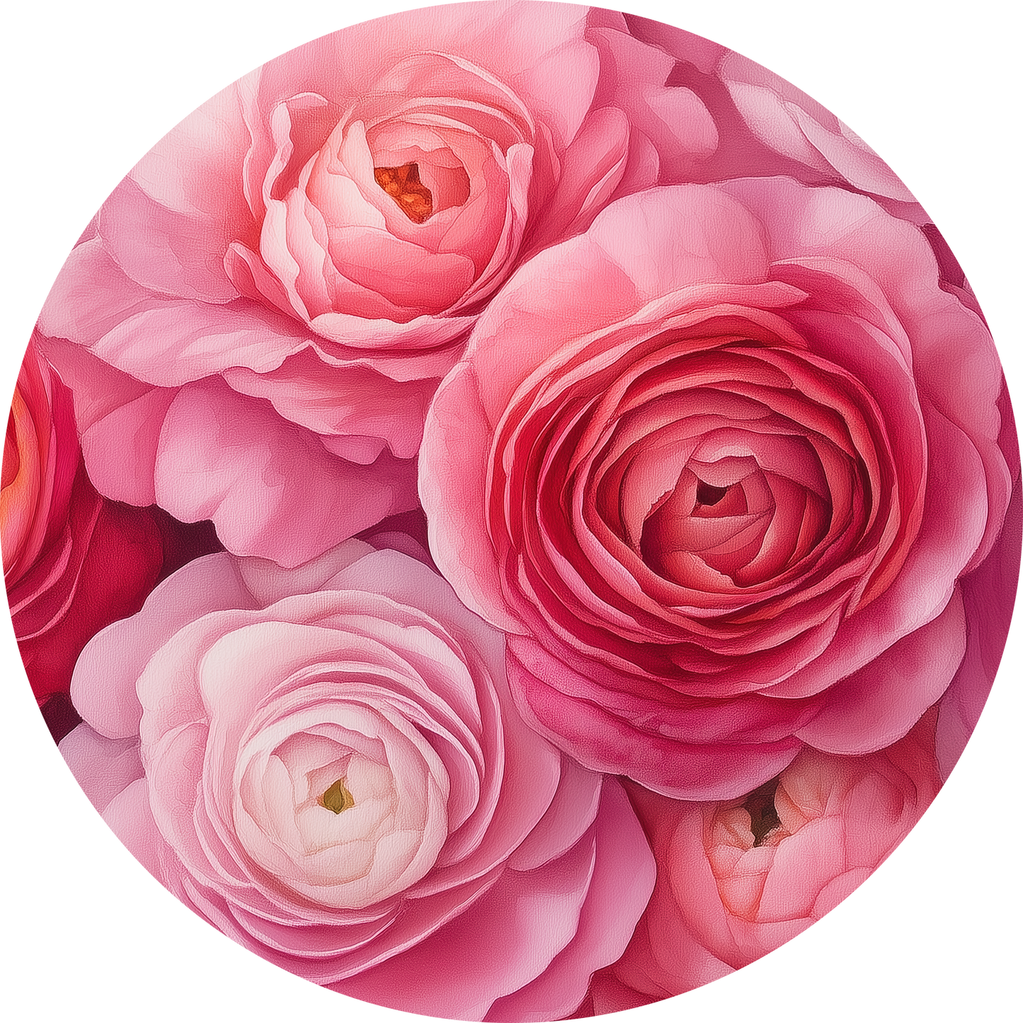 Rosentraum – Rundes Wandmotiv mit romantischem Blütenmeer in Rosa