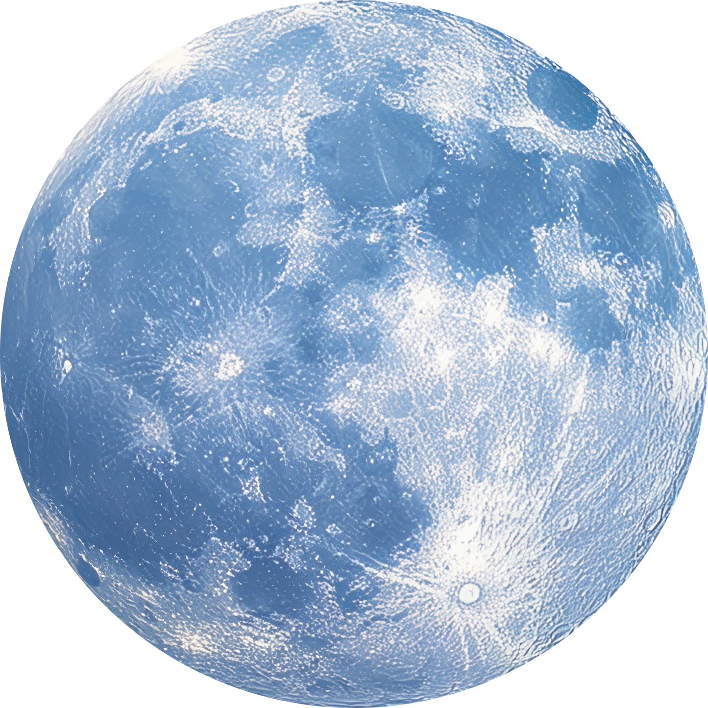 Luna – Runder Dot mit fotorealistischem Vollmond in Blau