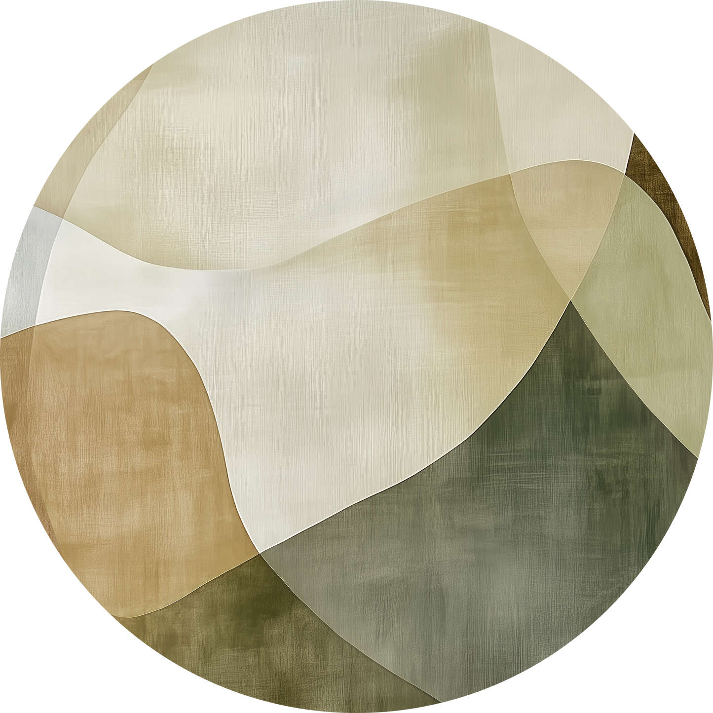 Desert Flow – Runder Dot mit abstrakter Naturlandschaft in Beige und Ocker