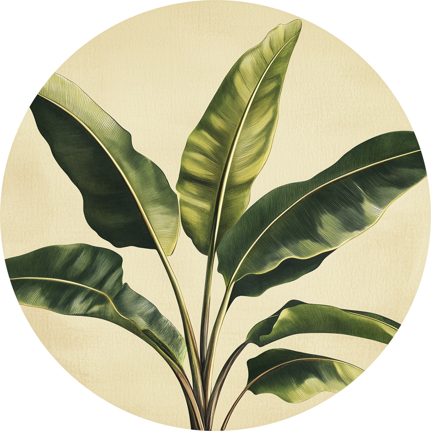 Banana Breeze – Runder Wandsticker mit tropischer Blattillustration