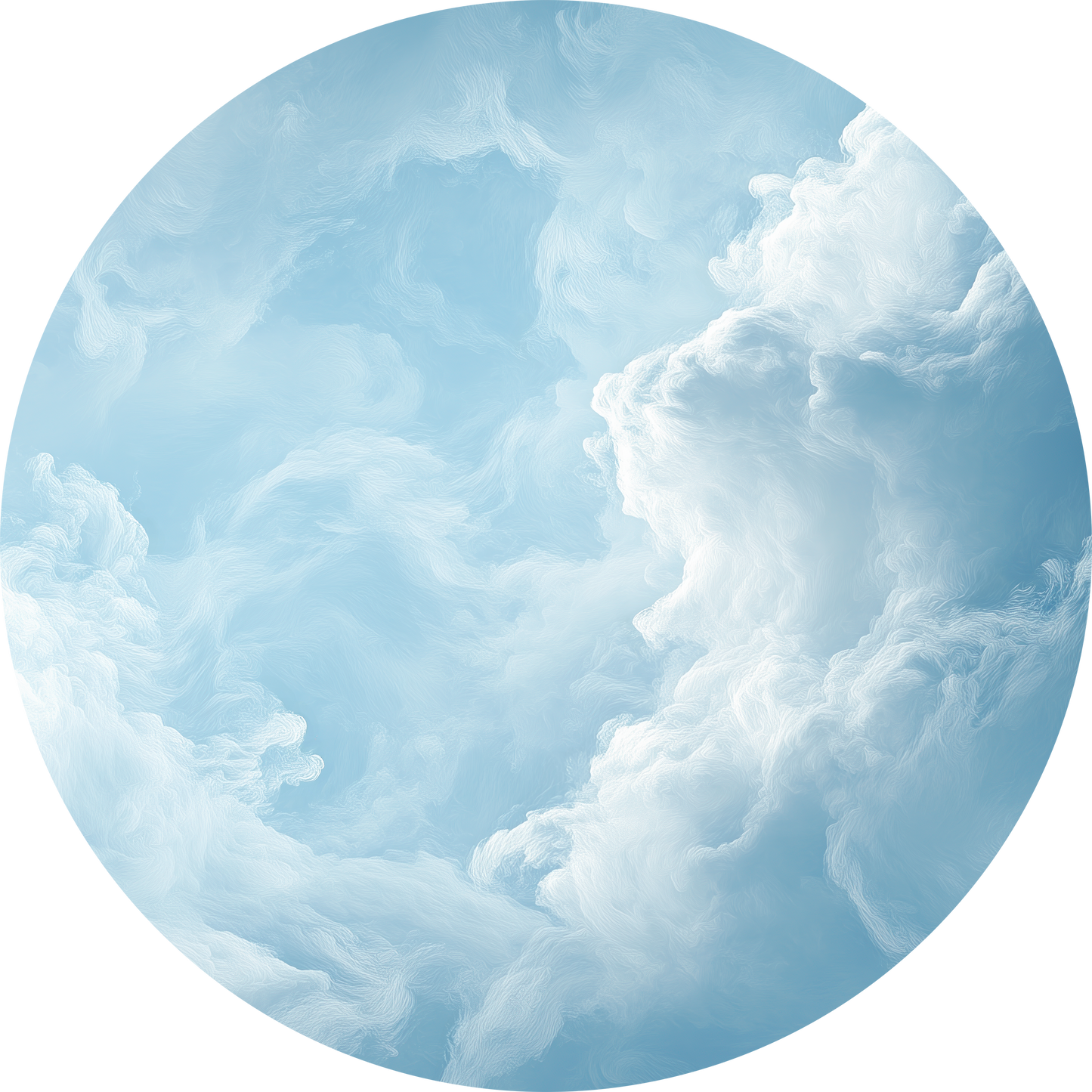 Cloud Bloom – Runder Wandsticker mit pastellfarbener Wolkenkomposition