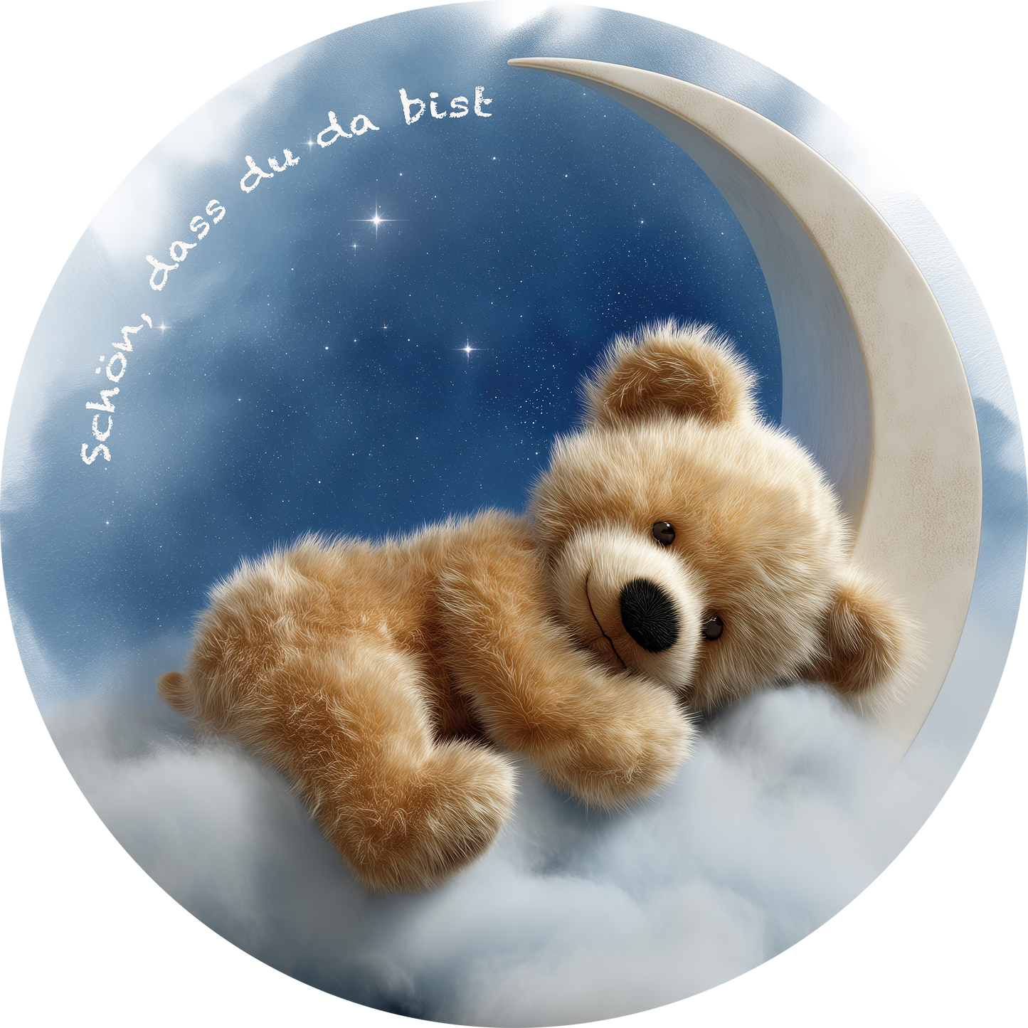 Schön, dass du da bist - Runder Wandsticker selbstklebend | Wall of Nova