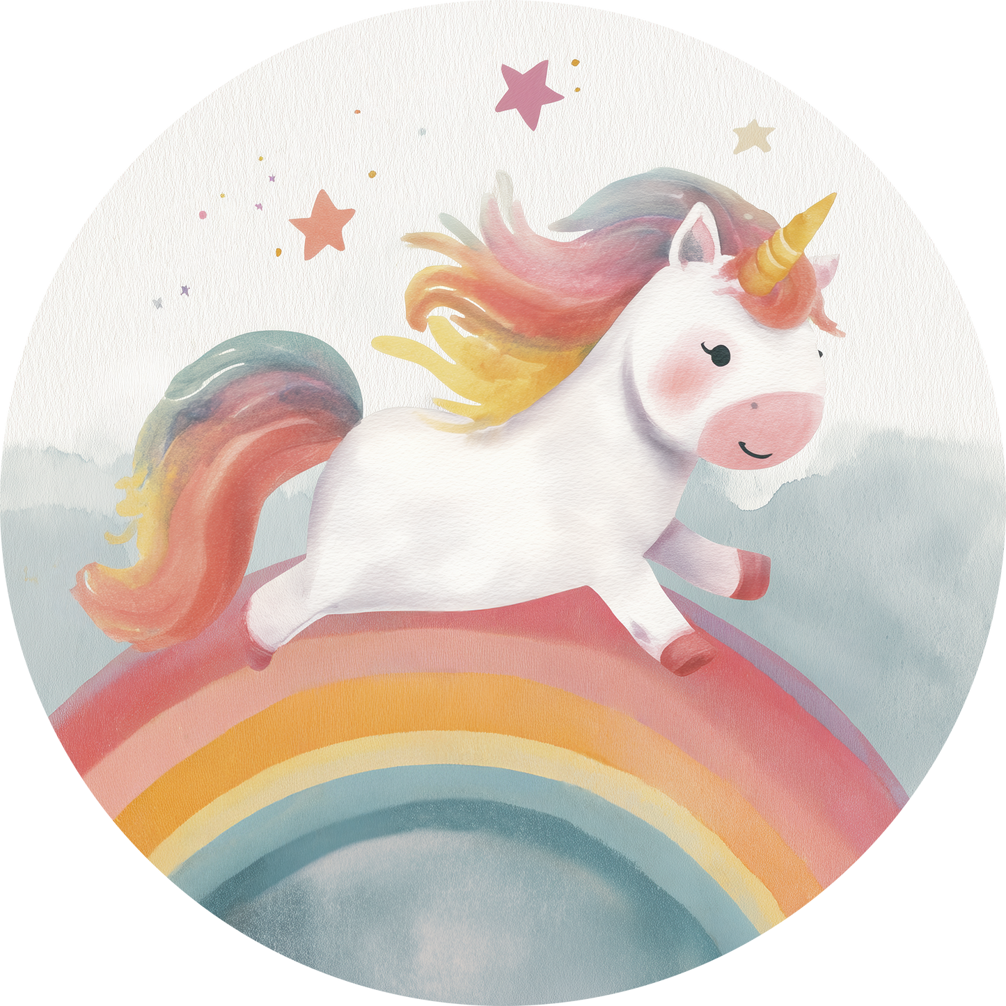 Einhornzauber - Selbstklebender Wandsticker mit Einhorn auf Regenbogen | Wall of Nova