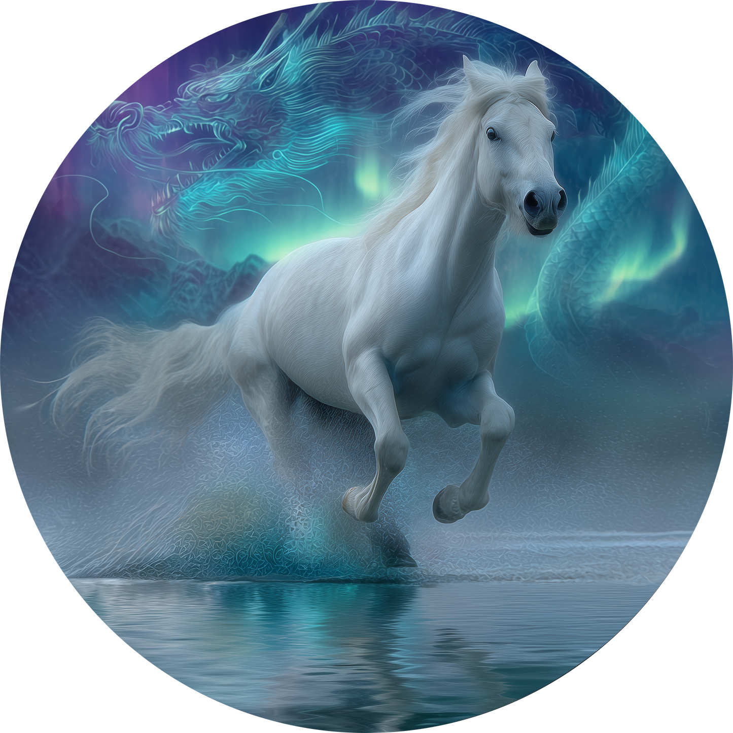 Wandsticker selbstklebend „Dot“ – Mystisches Pferd & Drachenmotiv im Kreisdesign | Wall of Nova