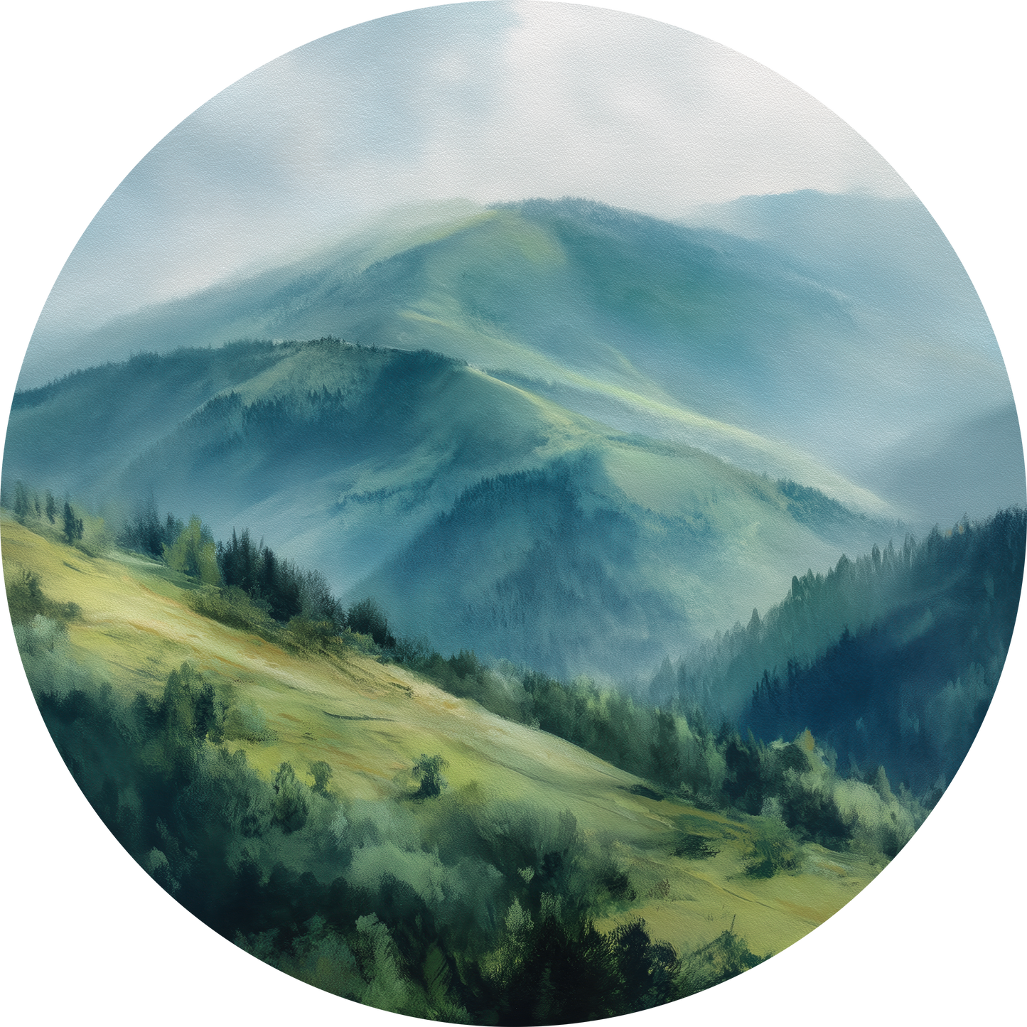 Mountain Mist – Selbstklebender Wandsticker mit Berglandschaft | Wall of Nova