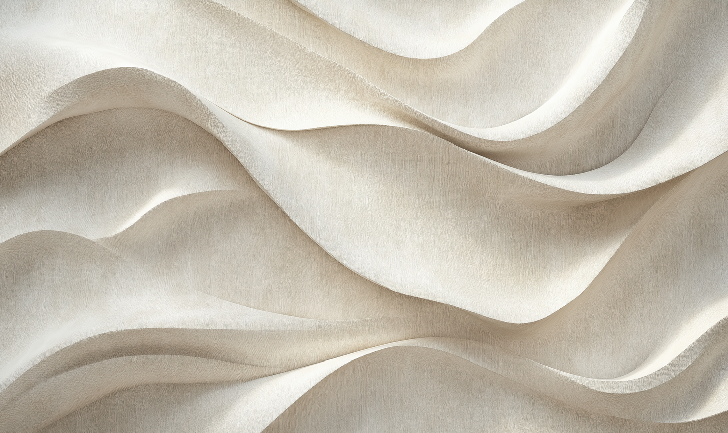 Selbstklebende Tapete „Fließendes Leinen“ – wellenartige Sandstruktur in Beige und Elfenbein, stoffartige Oberfläche