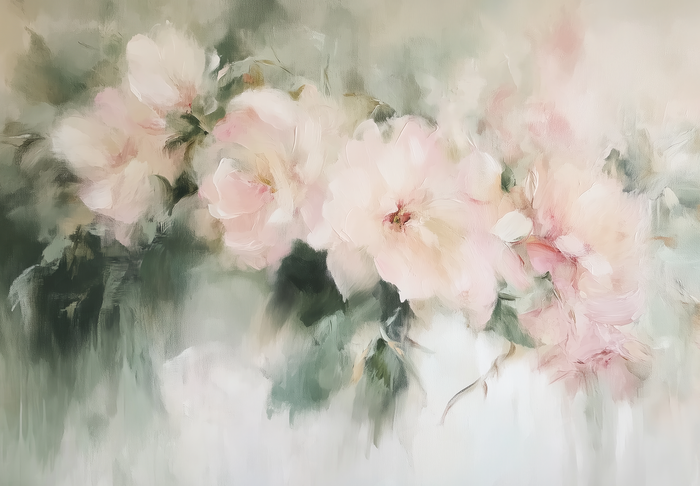 Selbstklebende Aquarell-Tapete mit floralen Rosé-Elementen auf Vlies – sanftes Design für feminine Räume.