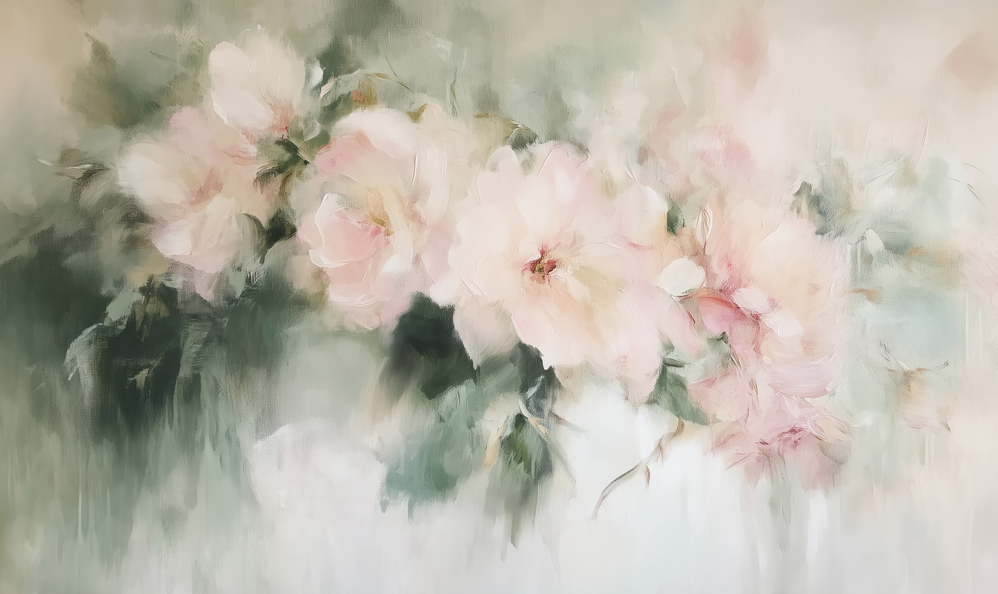 Selbstklebende Aquarell-Tapete mit floralen Rosé-Elementen auf Vlies – sanftes Design für feminine Räume.