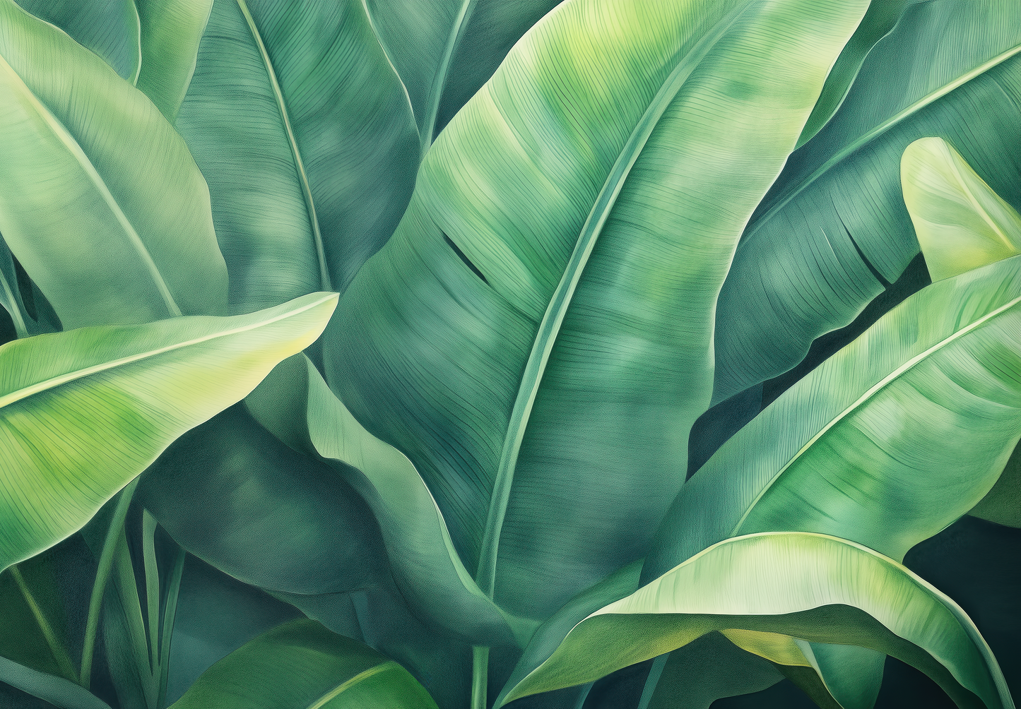 Tropical Leaves – Self-adhesive wallpaper with banana leaves in soft green