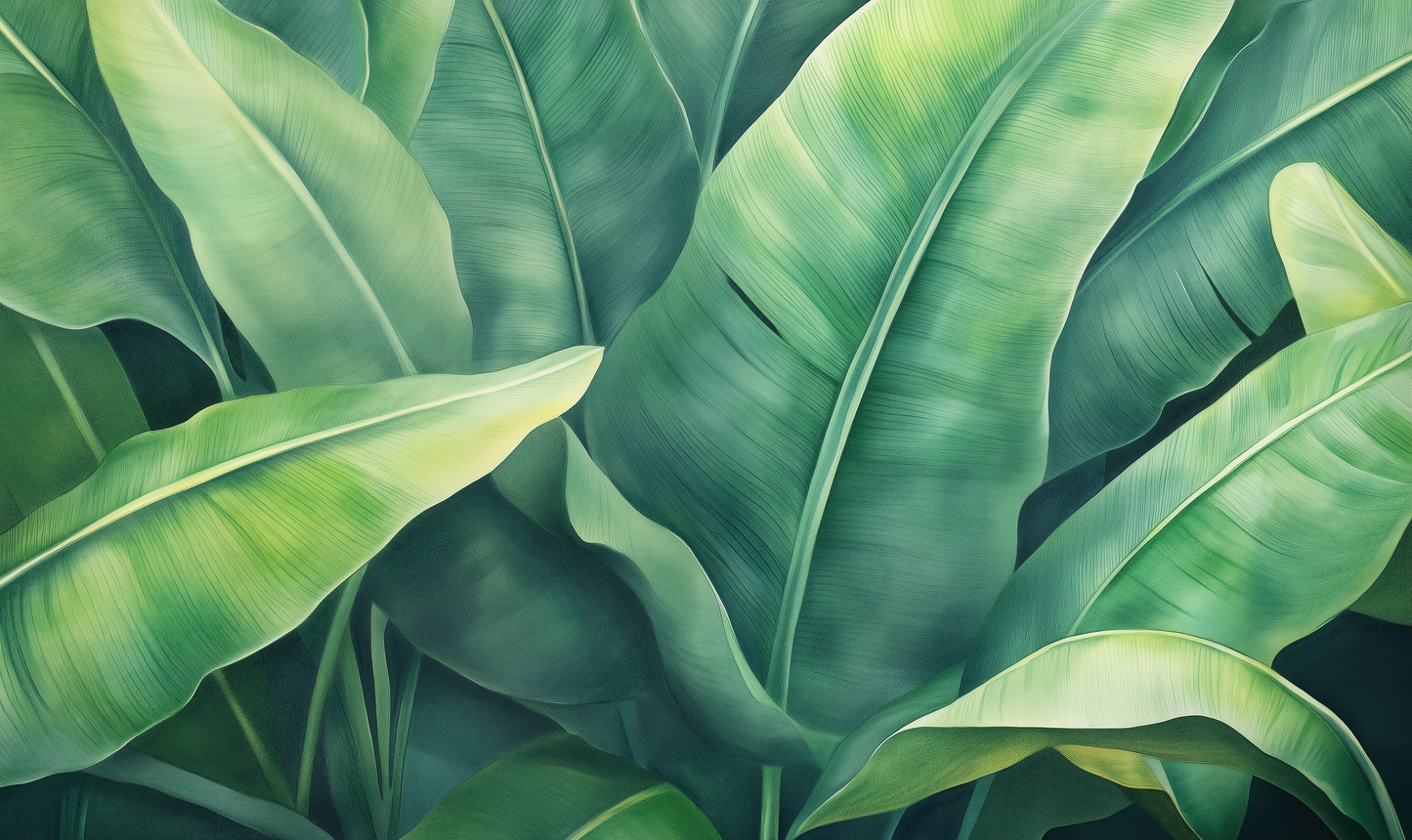 Tropical Leaves – Self-adhesive wallpaper with banana leaves in soft green