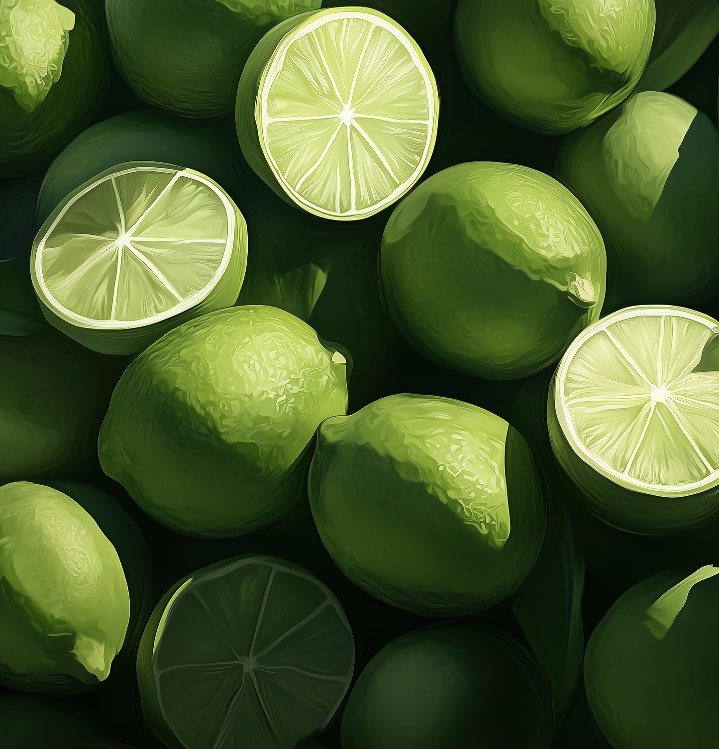 Lime Garden – Frische Digitaltapete mit Limettenmotiv für Küche & Wohnbereich