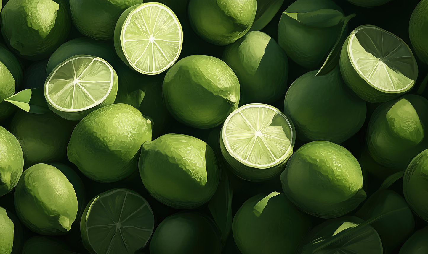 Lime Garden – Frische Digitaltapete mit Limettenmotiv für Küche & Wohnbereich