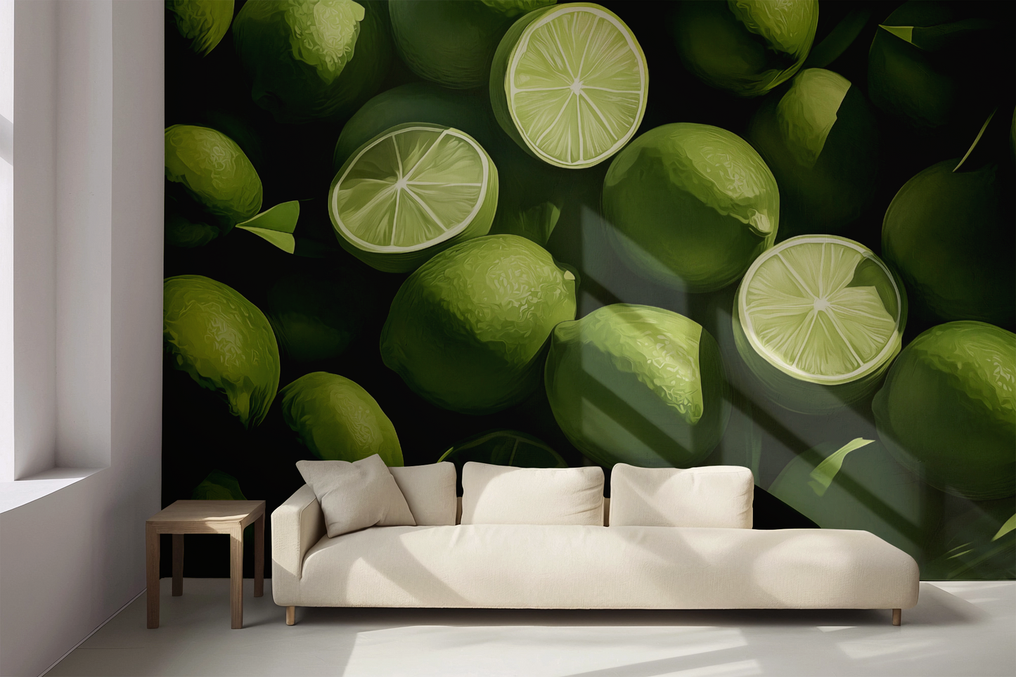 Lime Garden – Frische Digitaltapete mit Limettenmotiv für Küche & Wohnbereich