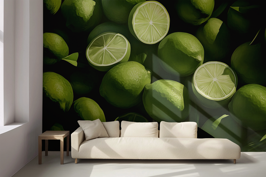 Lime Garden – Fresh digital wallpaper with lime motif for kitchen & living area