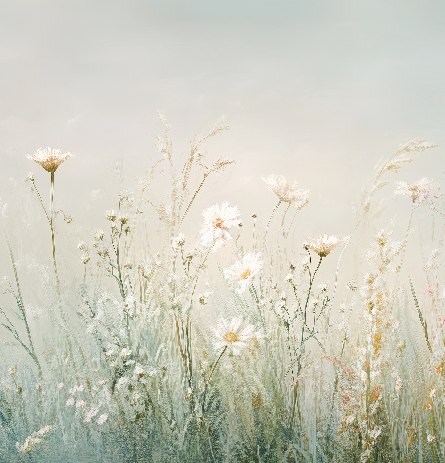 Wiesentraum – Digitale Tapete mit Sommerwiese in Pastell