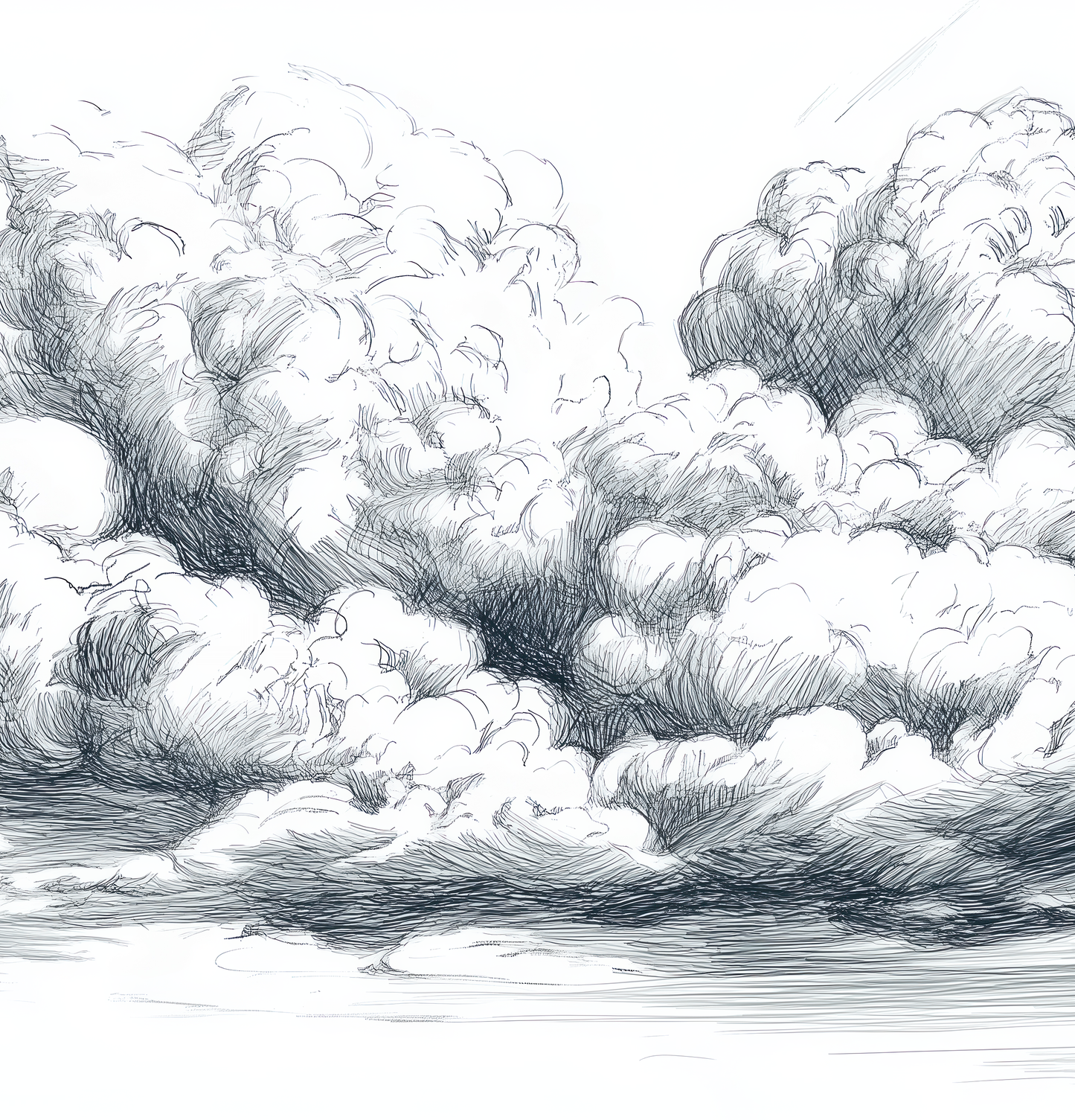 Cloud sketch – digital wallpaper with graphic line drawing