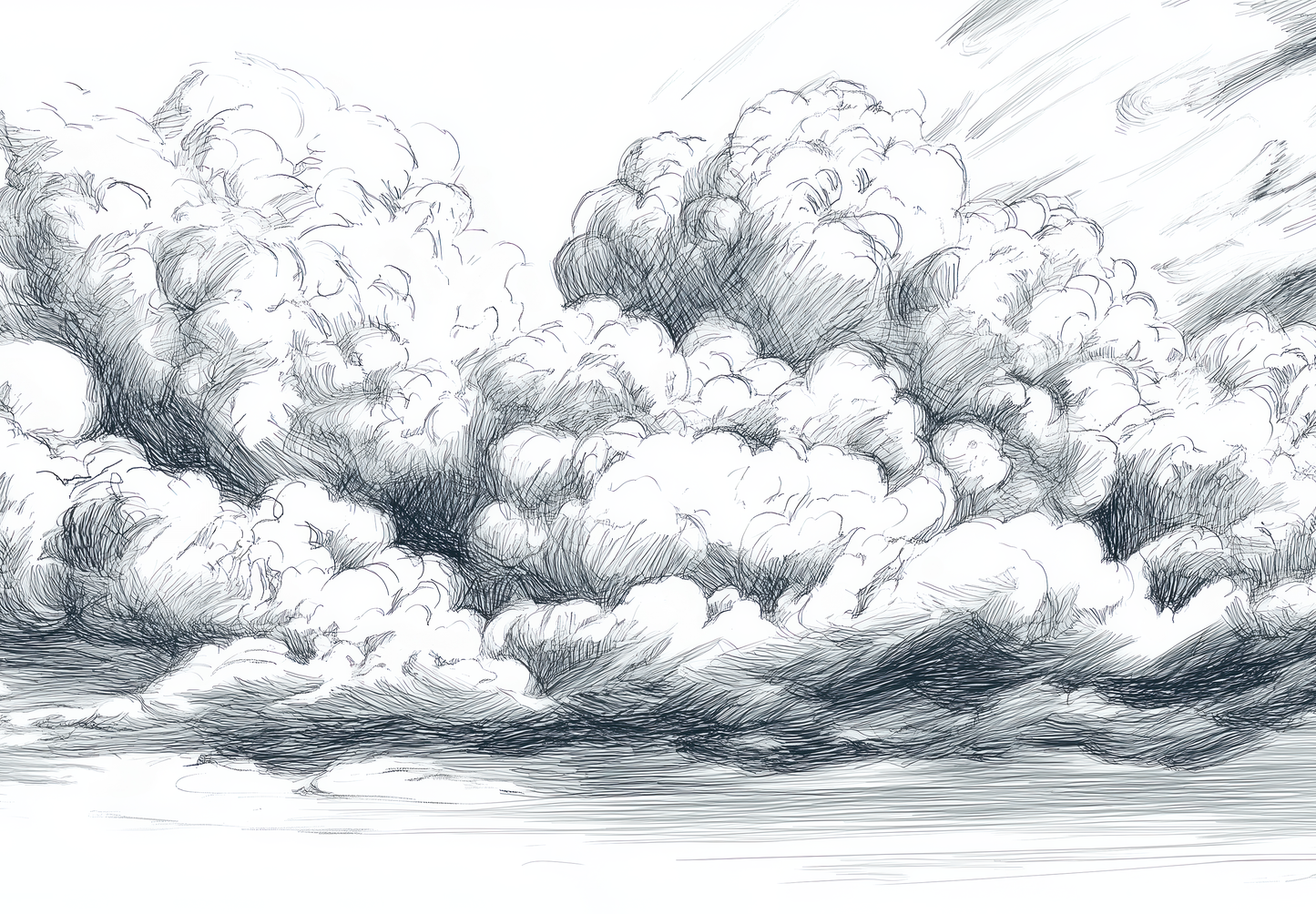 Cloud sketch – digital wallpaper with graphic line drawing