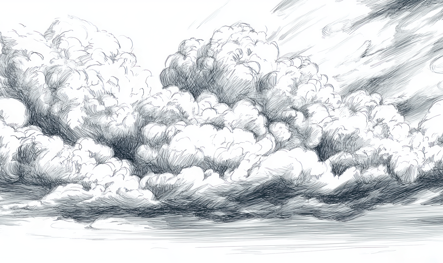Cloud sketch – digital wallpaper with graphic line drawing
