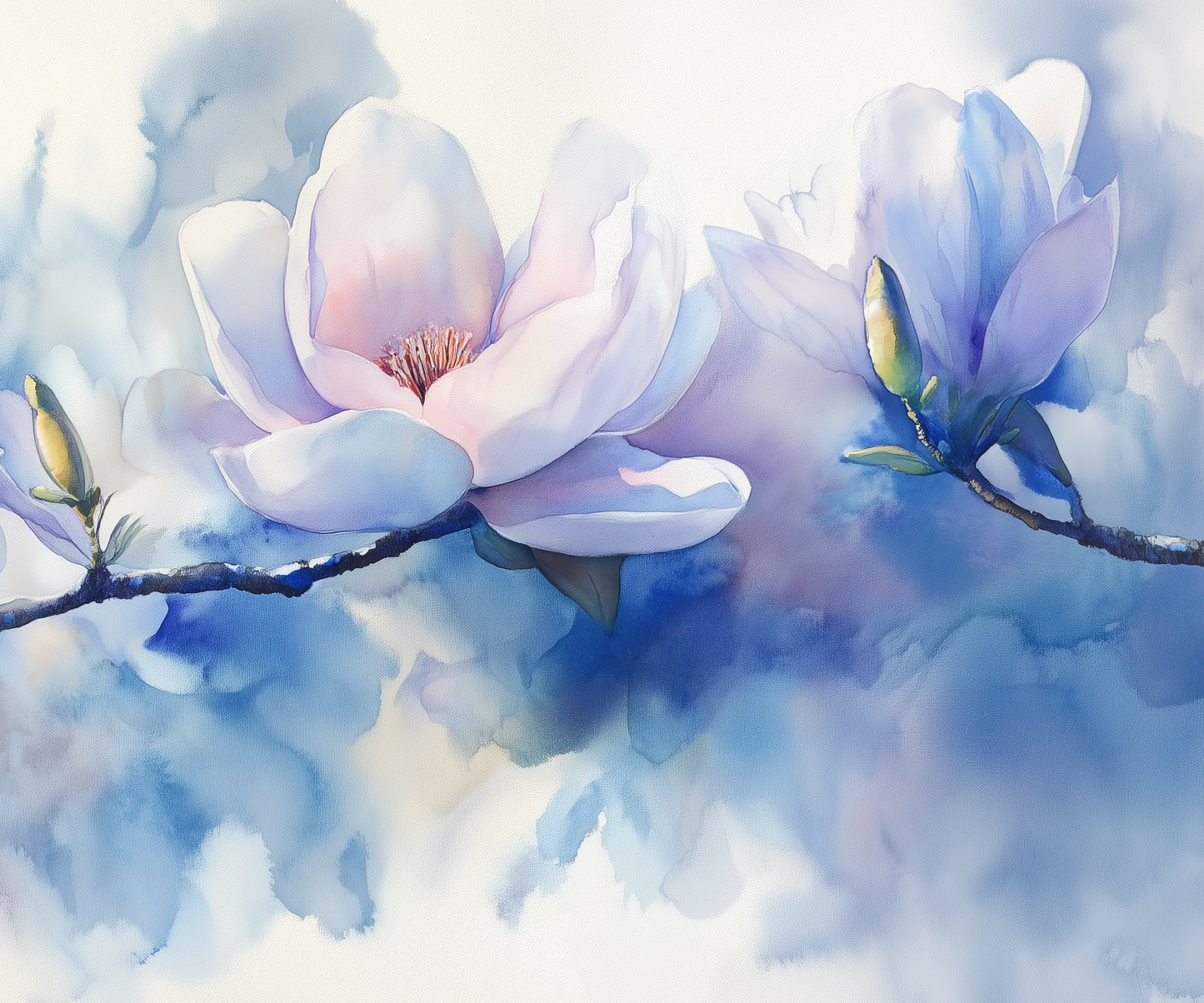Magnolia Harmonie – Digitale Blütentapete im Aquarellstil
