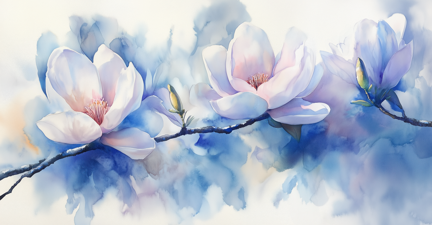 Magnolia Harmonie – Digitale Blütentapete im Aquarellstil