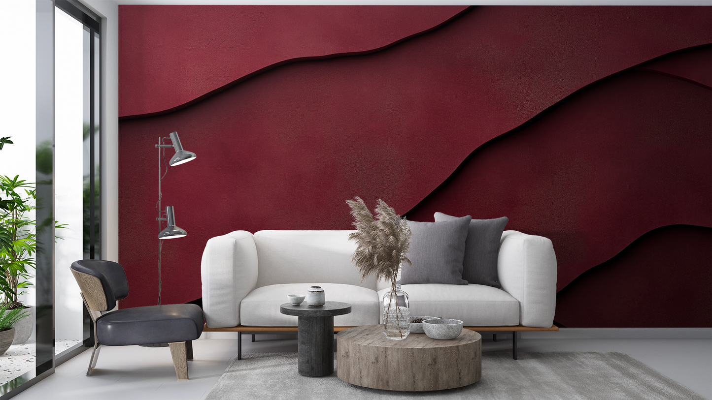 Burgundy Wave – Digitale Tapete mit abstraktem Wellenmotiv