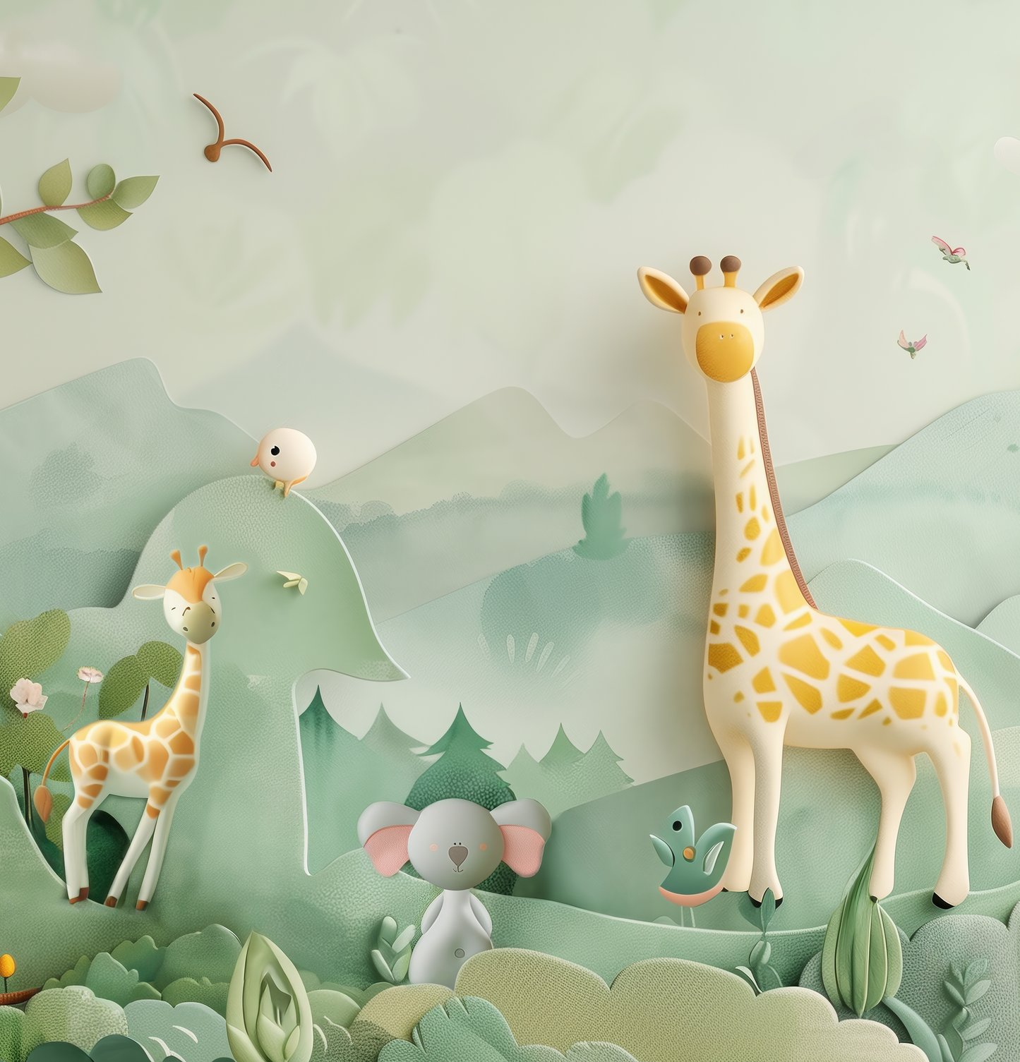 Savannenfreunde – selbstklebende Kindertapete mit Tiermotiv