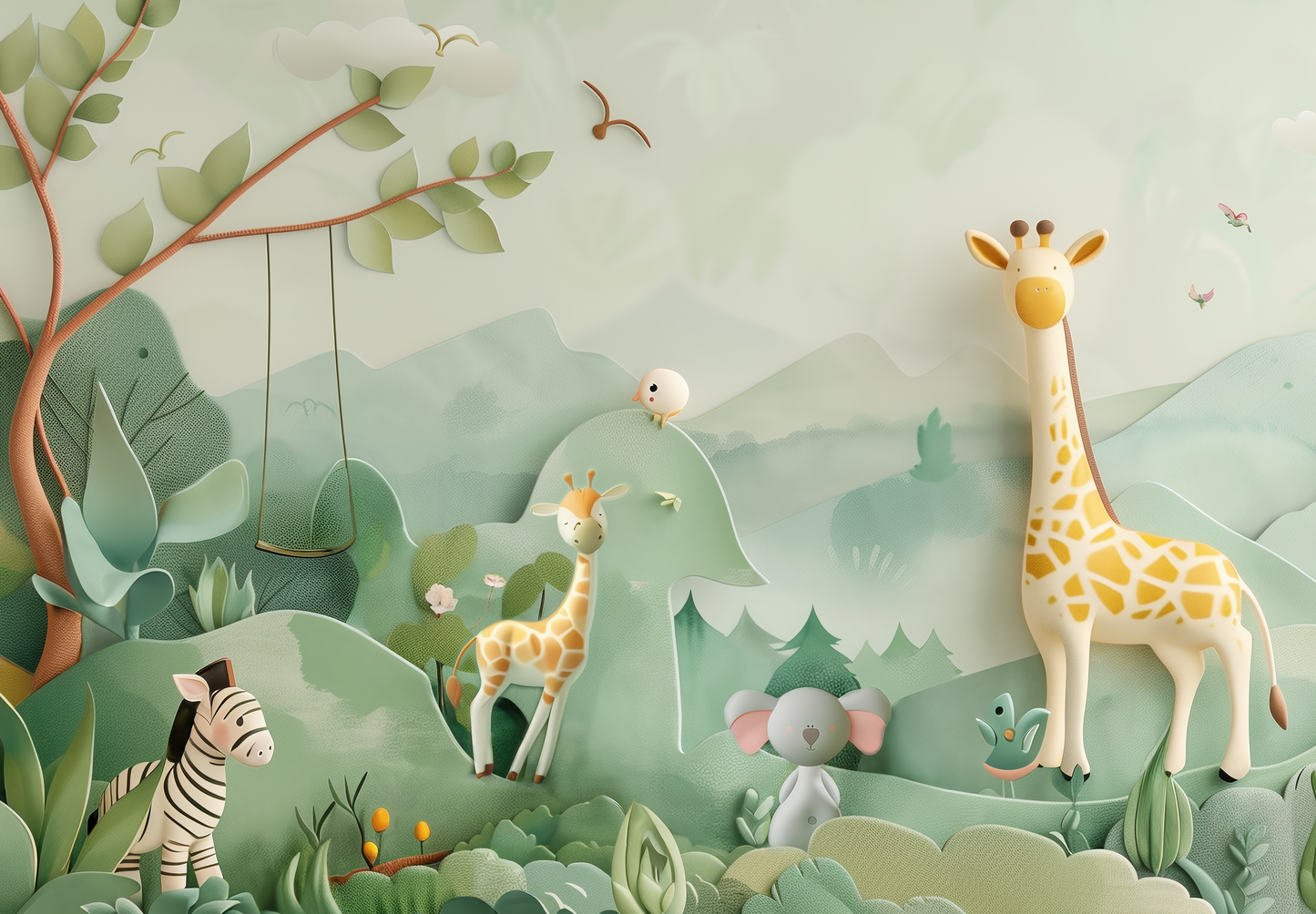 Savannenfreunde – selbstklebende Kindertapete mit Tiermotiv