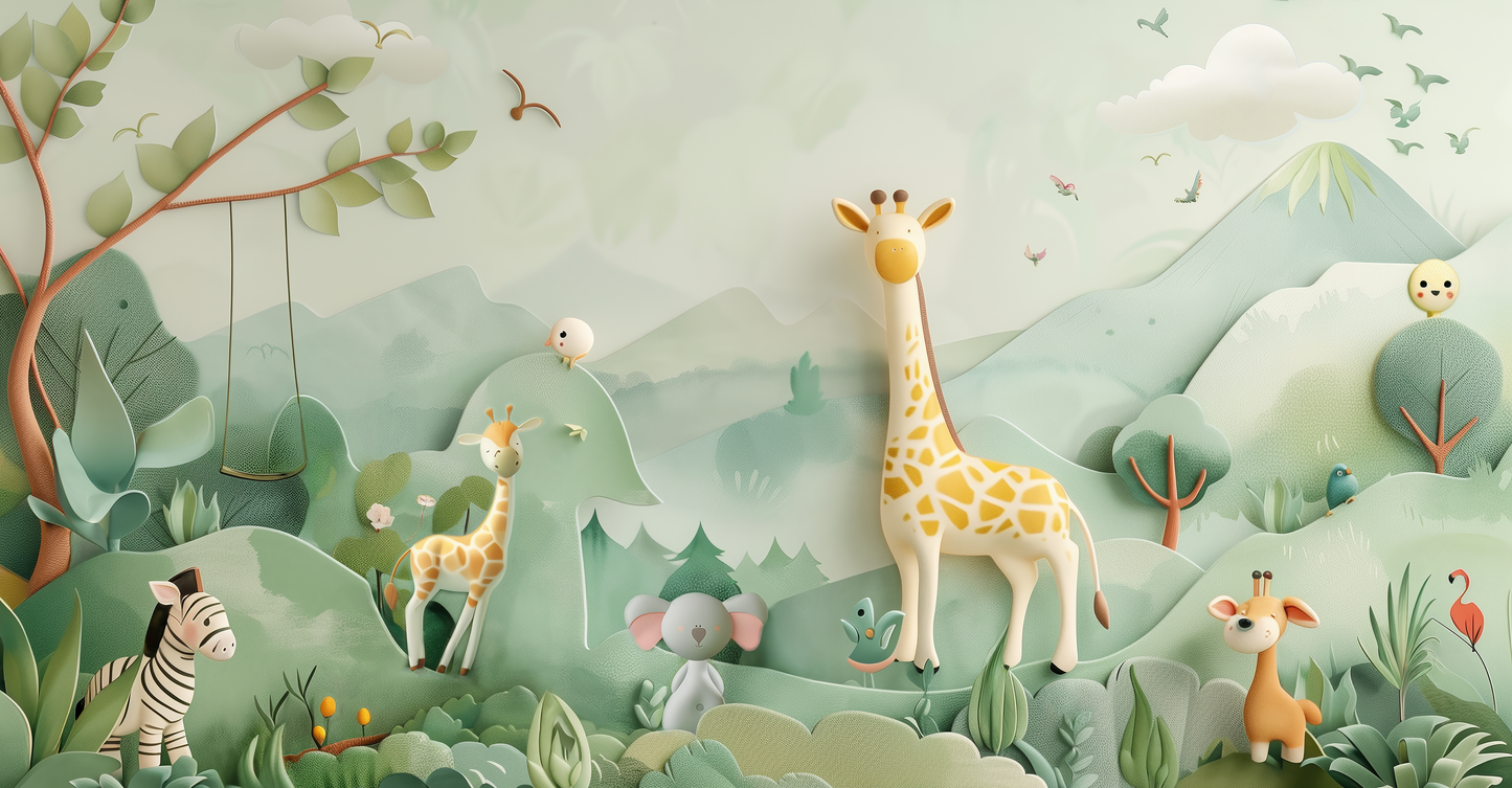 Savannenfreunde – selbstklebende Kindertapete mit Tiermotiv