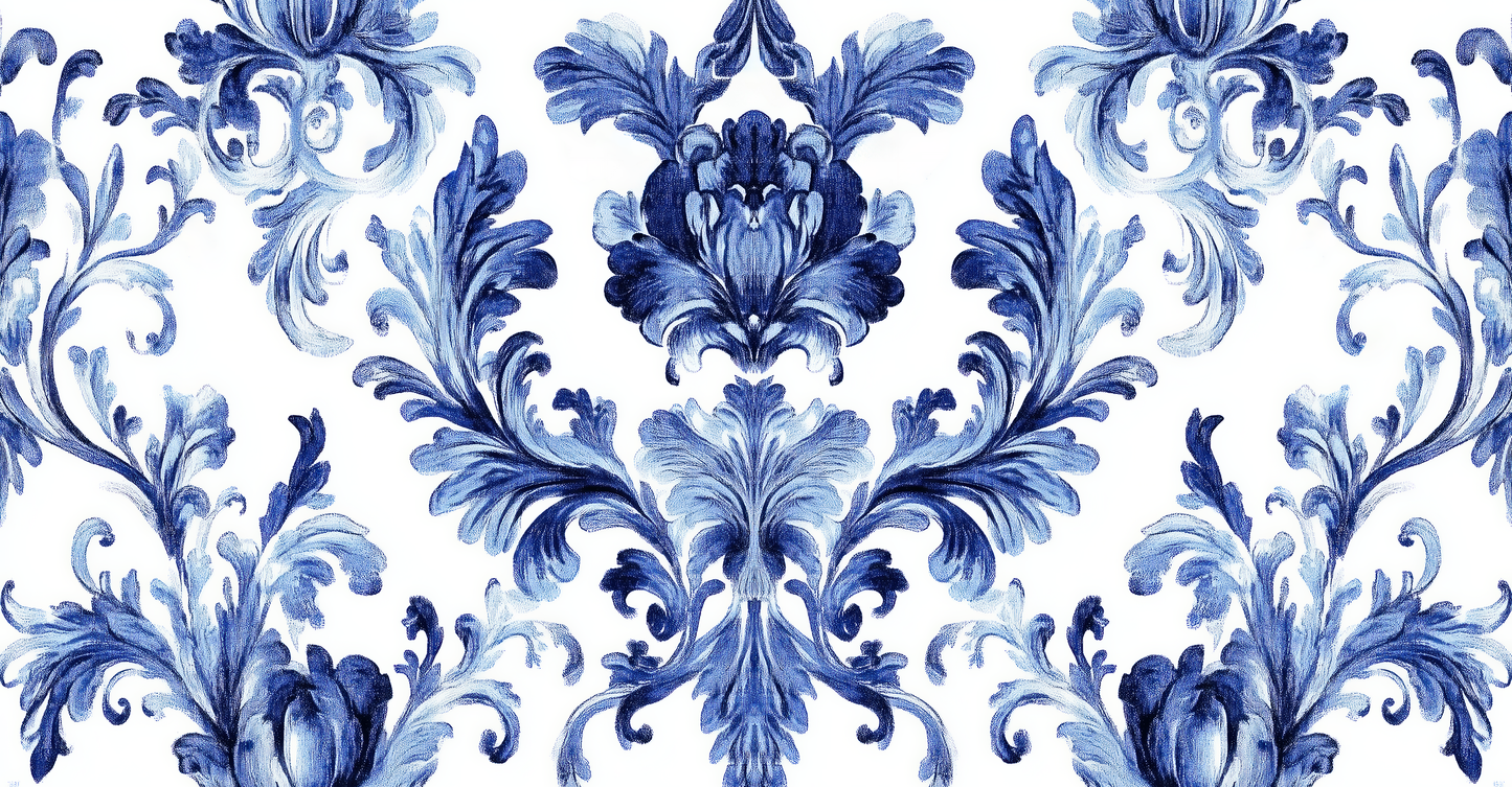 Château Bleu – Selbstklebende Tapete im französischen Ornamentstil