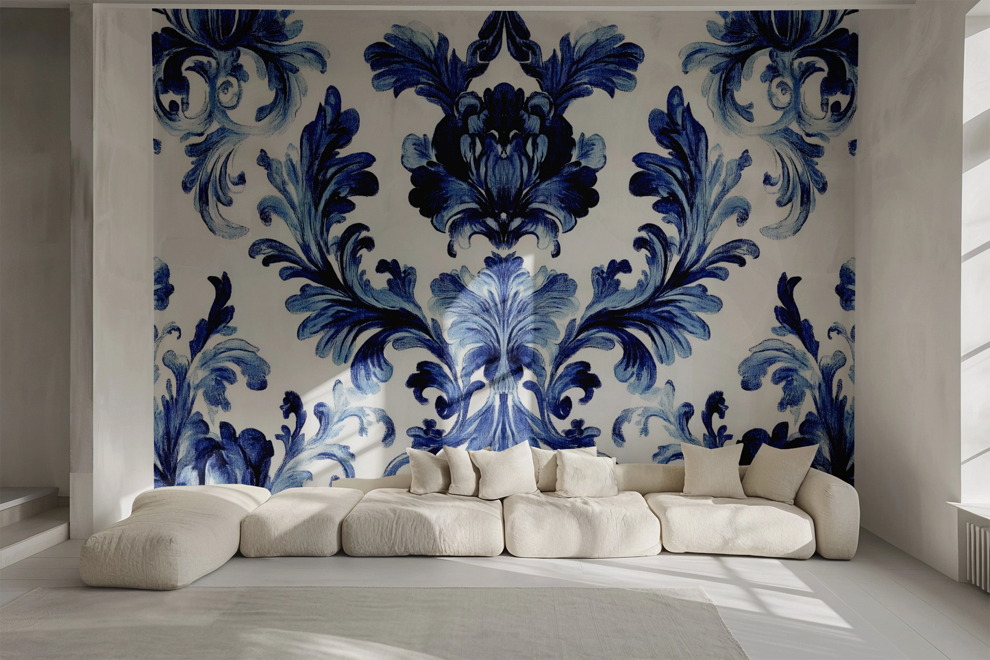 Château Bleu – Selbstklebende Tapete im französischen Ornamentstil