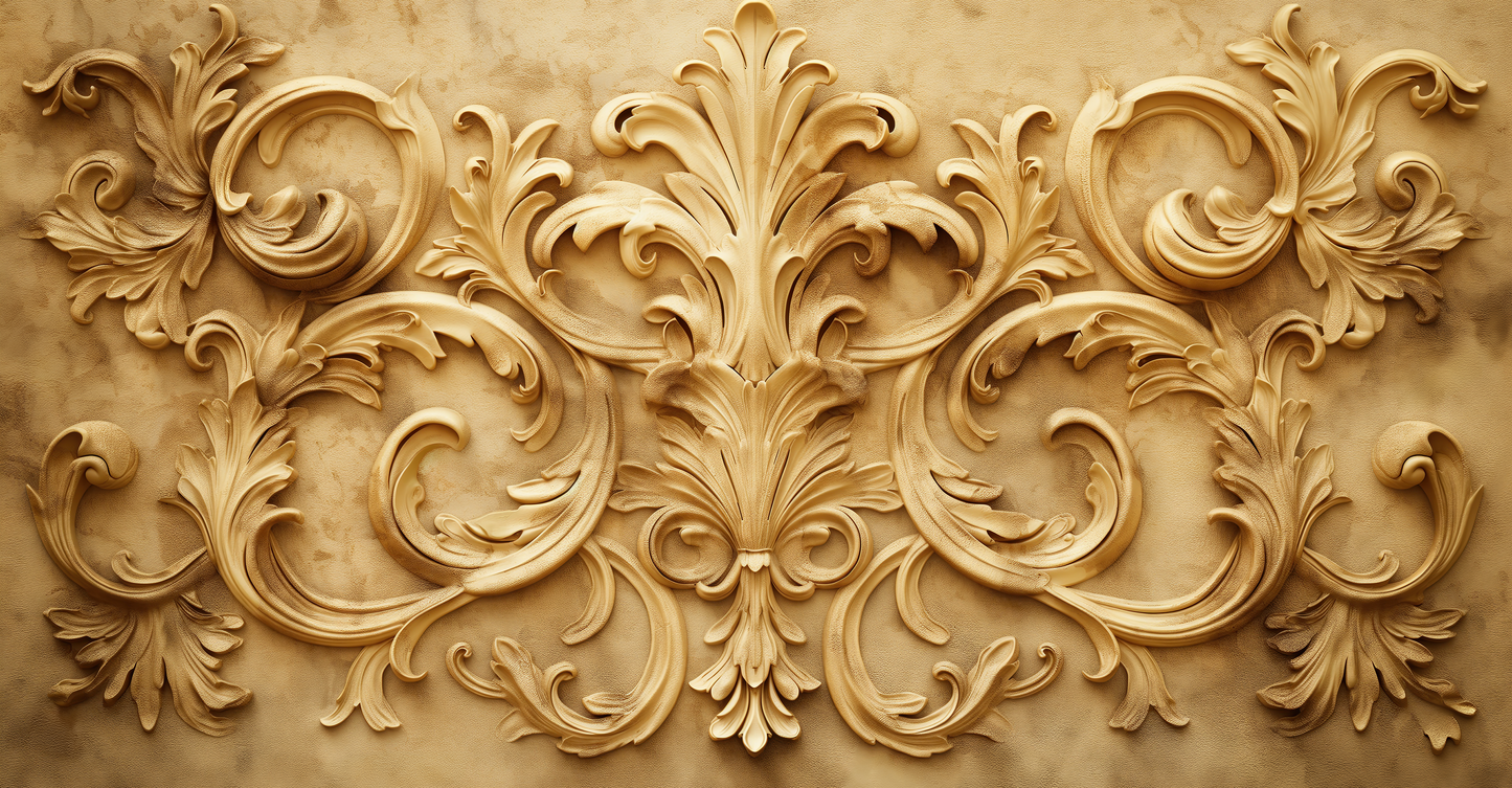Luxustapete Barocco Oro – goldene Ornamente im Versailles-Stil – selbstklebend, für klassische Interieurs