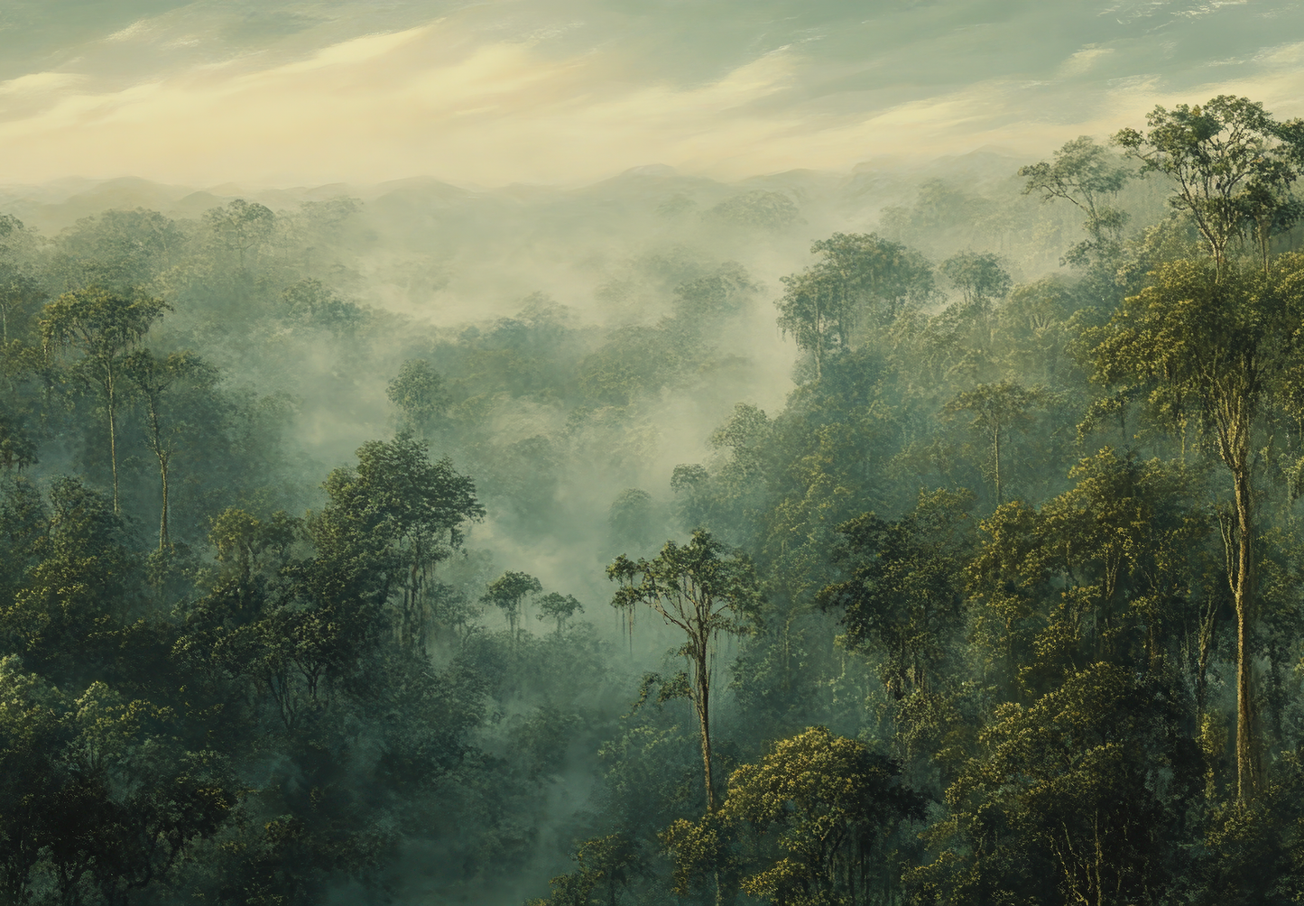 Selva Aurea bringt tropische Ruhe & Goldlicht an Ihre Wand – eine selbstklebende Panorama-Tapete für Räume mit emotionaler Tiefe & Naturverbundenheit.