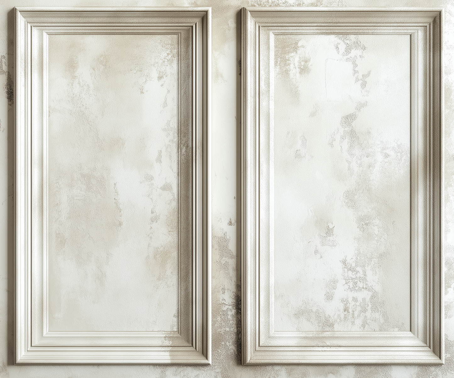 Pannelli Chiari: selbstklebende Tapete mit Stuck- & Paneel-Effekt in Elfenbein, Kalk & Sand. Edle 3D-Optik für Wohnzimmer, Hotels, Ateliers & Showrooms.