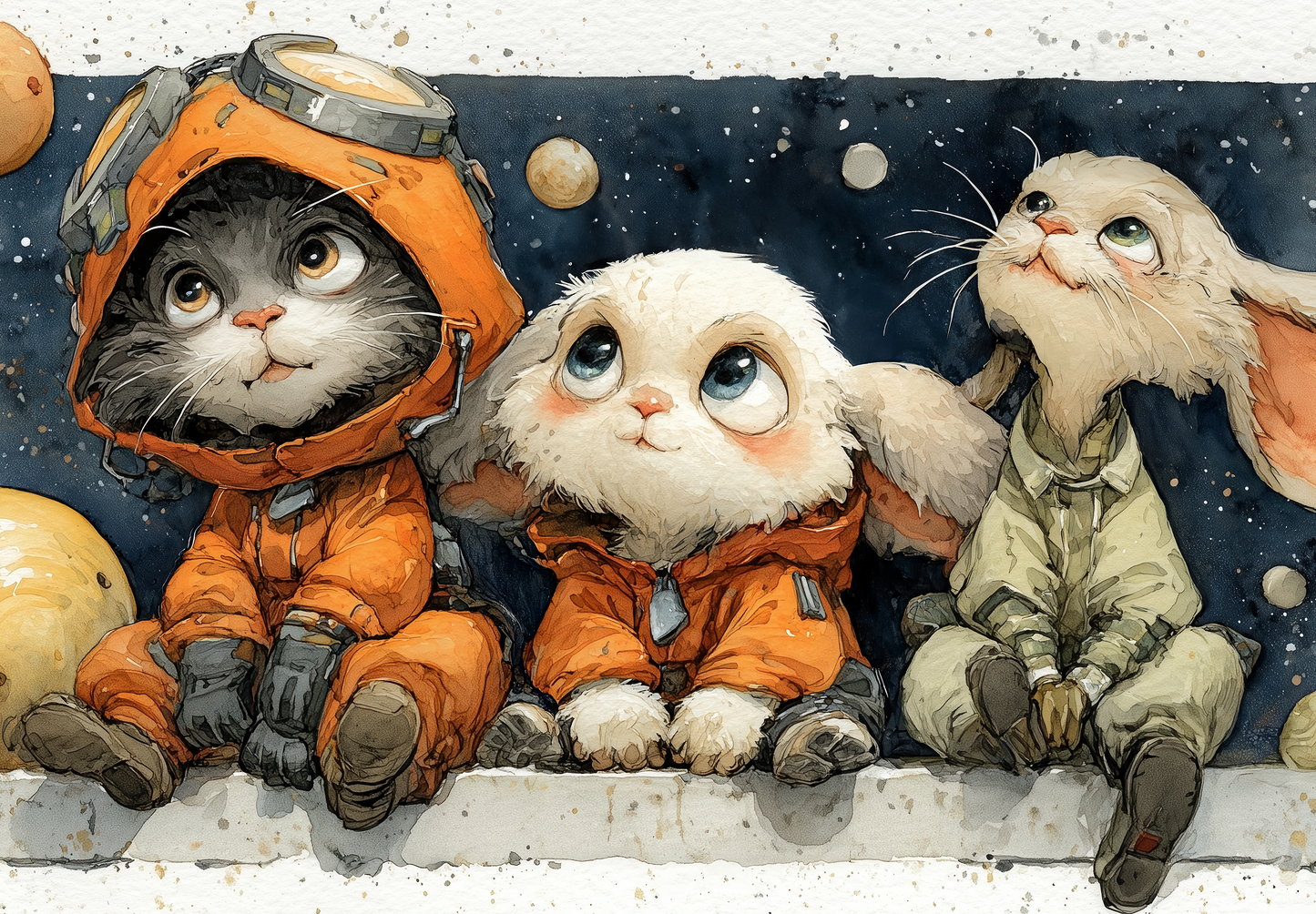 Cosmo Crew – Digitale Kindertapete mit tierischer Astronautenbande