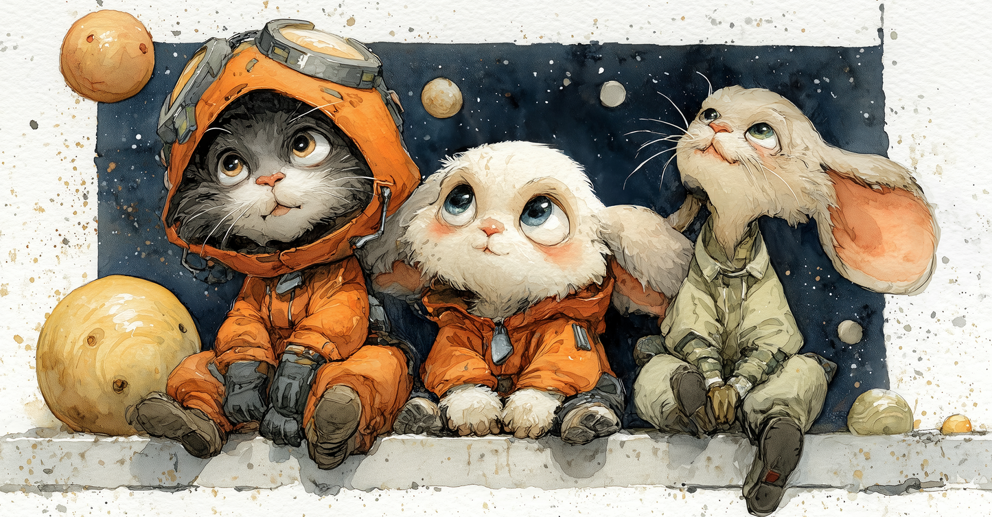 Cosmo Crew – Digitale Kindertapete mit tierischer Astronautenbande