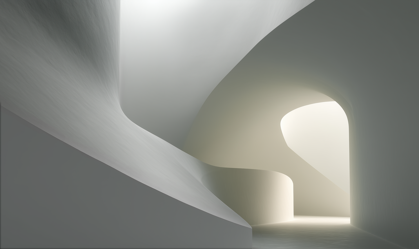Moderne Design-Tapete Raum aus Licht – minimalistisch, abstrakt, in Grautönen – selbstklebende Digitaltapete