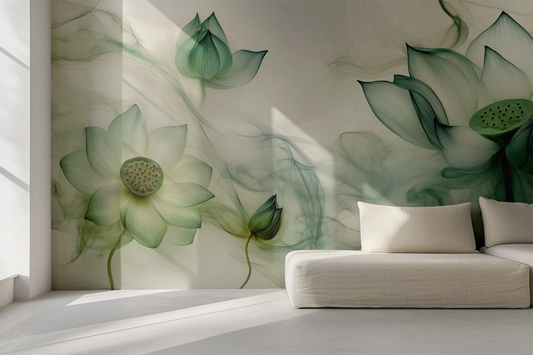 Lotus Nebula – Self-adhesive digital wallpaper with lotus motif and nebula-like structure