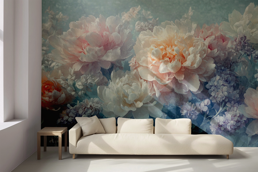 Lilac Dream – digital wallpaper with delicate peonies and lilac blossoms