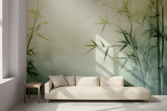 Bamboo – Self-adhesive digital wallpaper with bamboo motif and natural color gradient