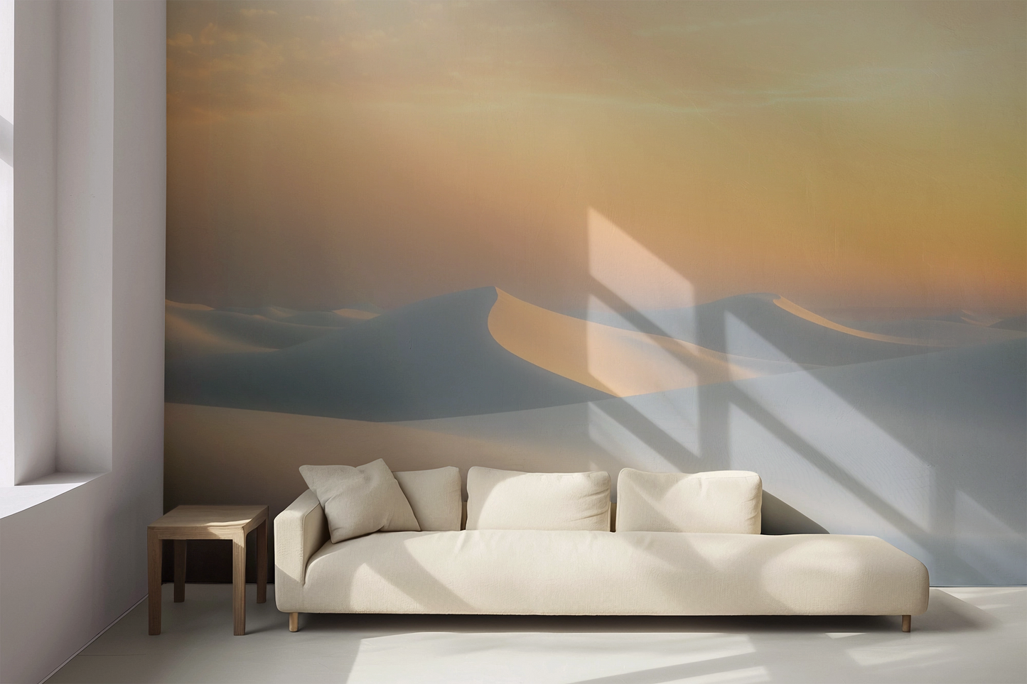 Stille Dünen – Digitales Wandbild mit Wüstenmotiv in Pastellfarben