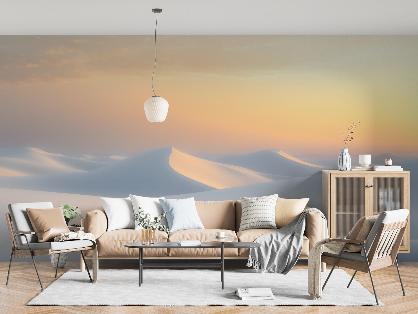 Stille Dünen – Digitales Wandbild mit Wüstenmotiv in Pastellfarben