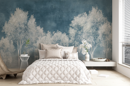 North Wind – Digital wallpaper in mist blue and white