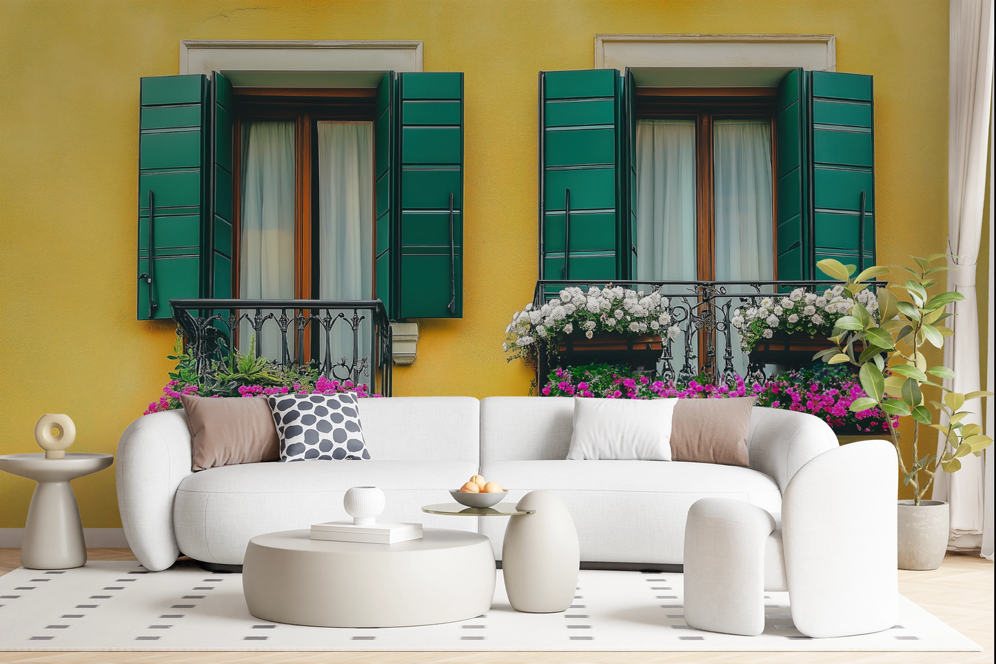 Dolce Balcone – Selbstklebendes Wandbild mit mediterranem Fenster-Motiv