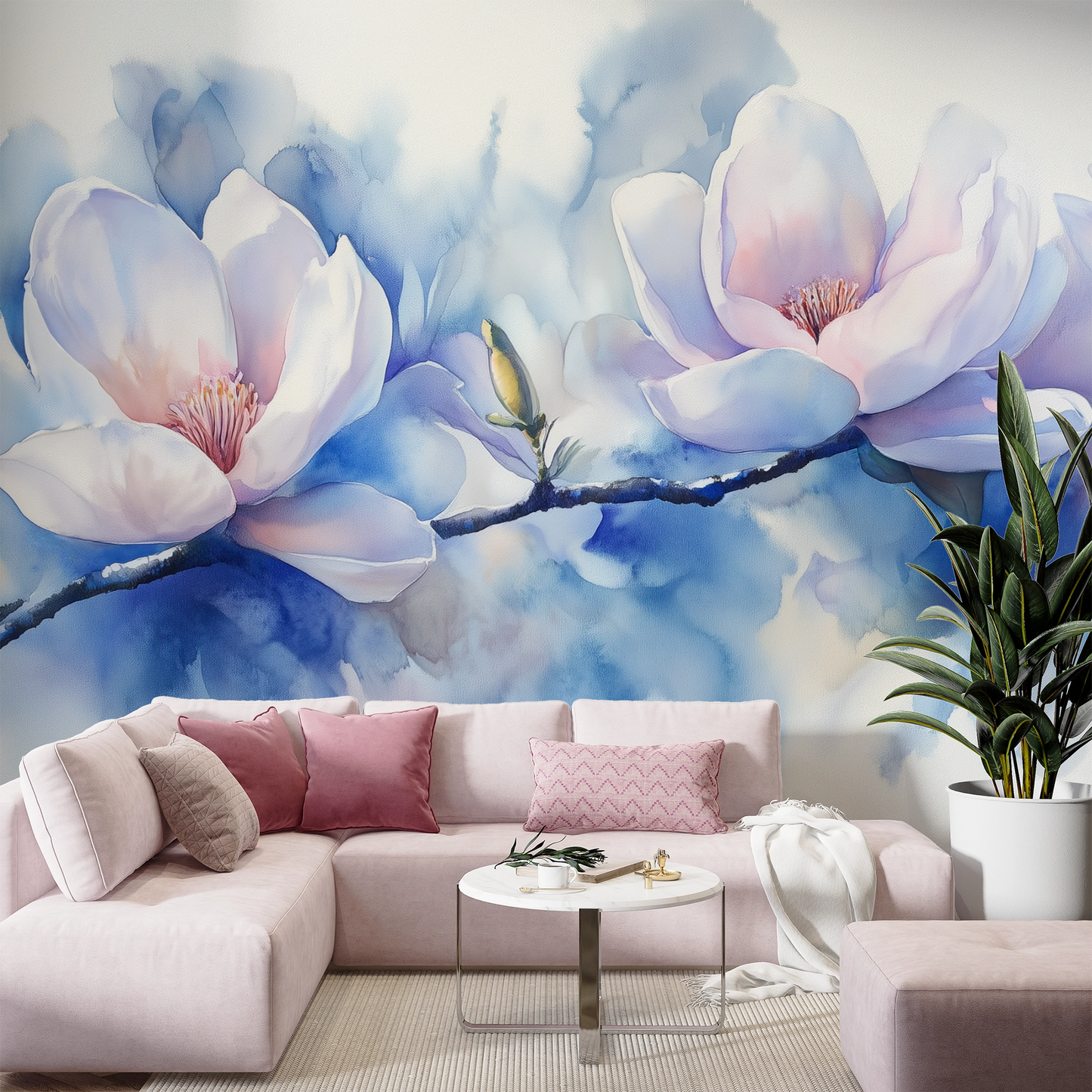 Magnolia Harmonie – Digitale Blütentapete im Aquarellstil