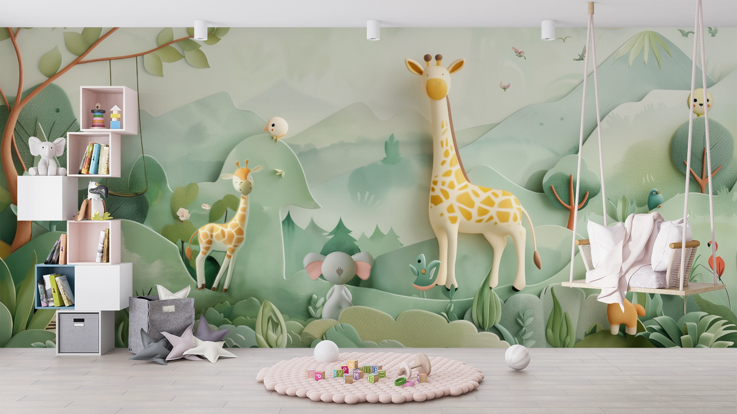 Savannenfreunde – selbstklebende Kindertapete mit Tiermotiv