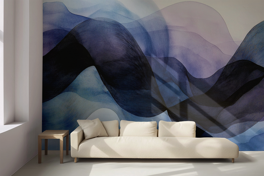 Ink Flow – Abstract digital wallpaper with gradients in indigo and midnight blue