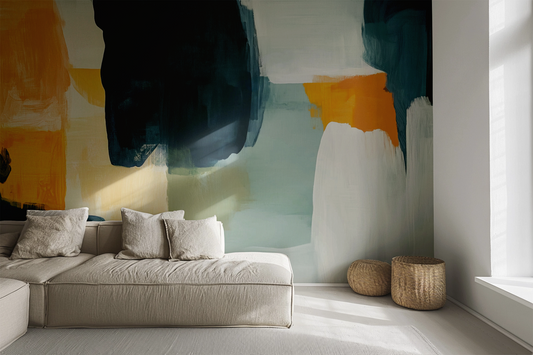 Caldo – Self-adhesive design wallpaper with an abstract color composition in warm tones
