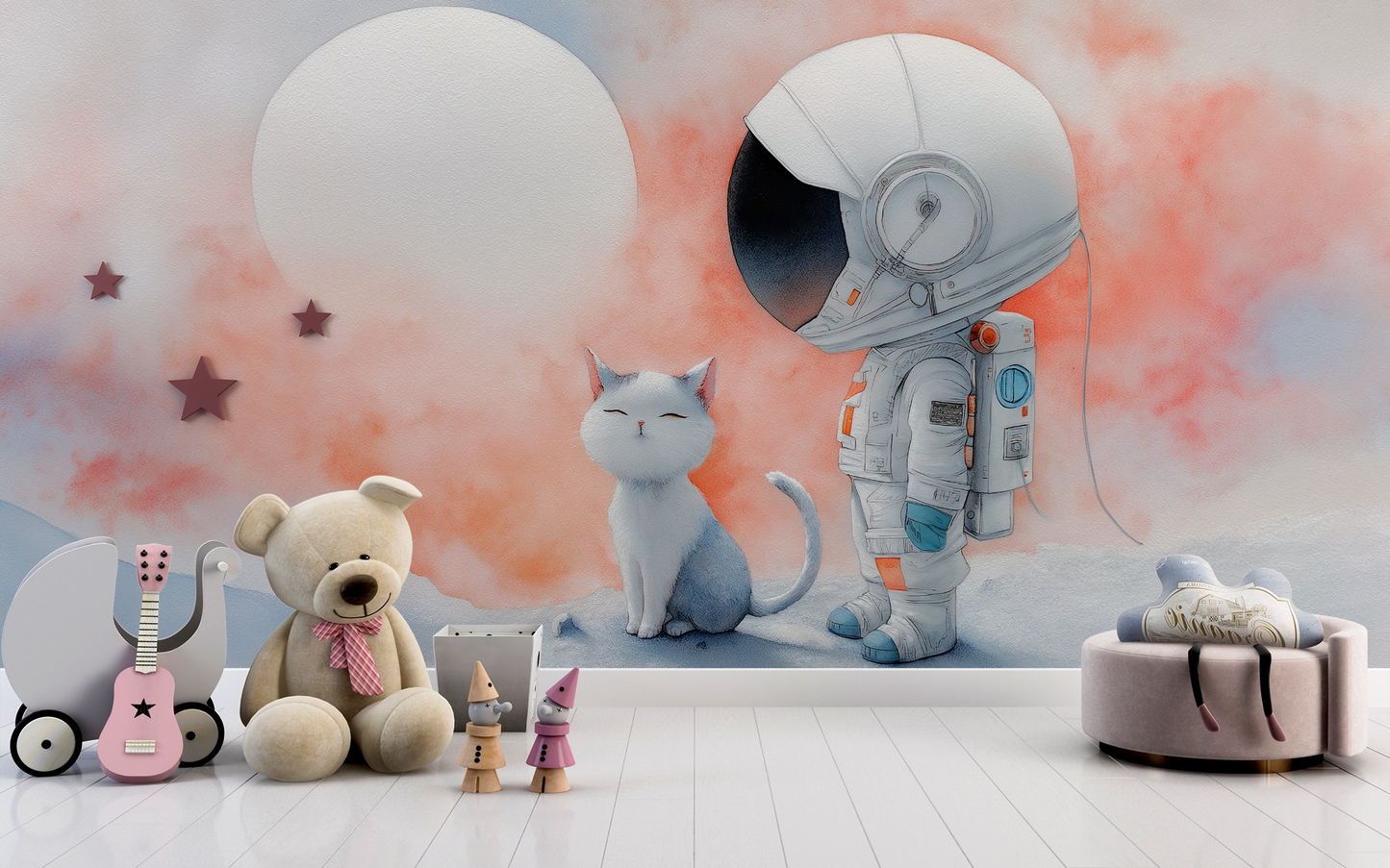 Dream journey with moon friends – self-adhesive wallpaper for the children's room