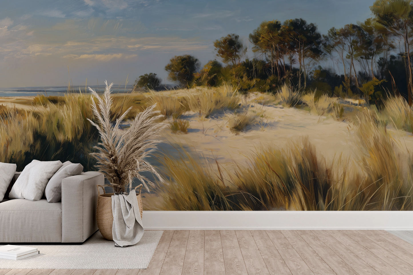 Natur Wandbild mit Dünen, Gräsern und Küstenlandschaft – selbstklebendes Vlies, ruhiges Wanddesign von Wall of Nova