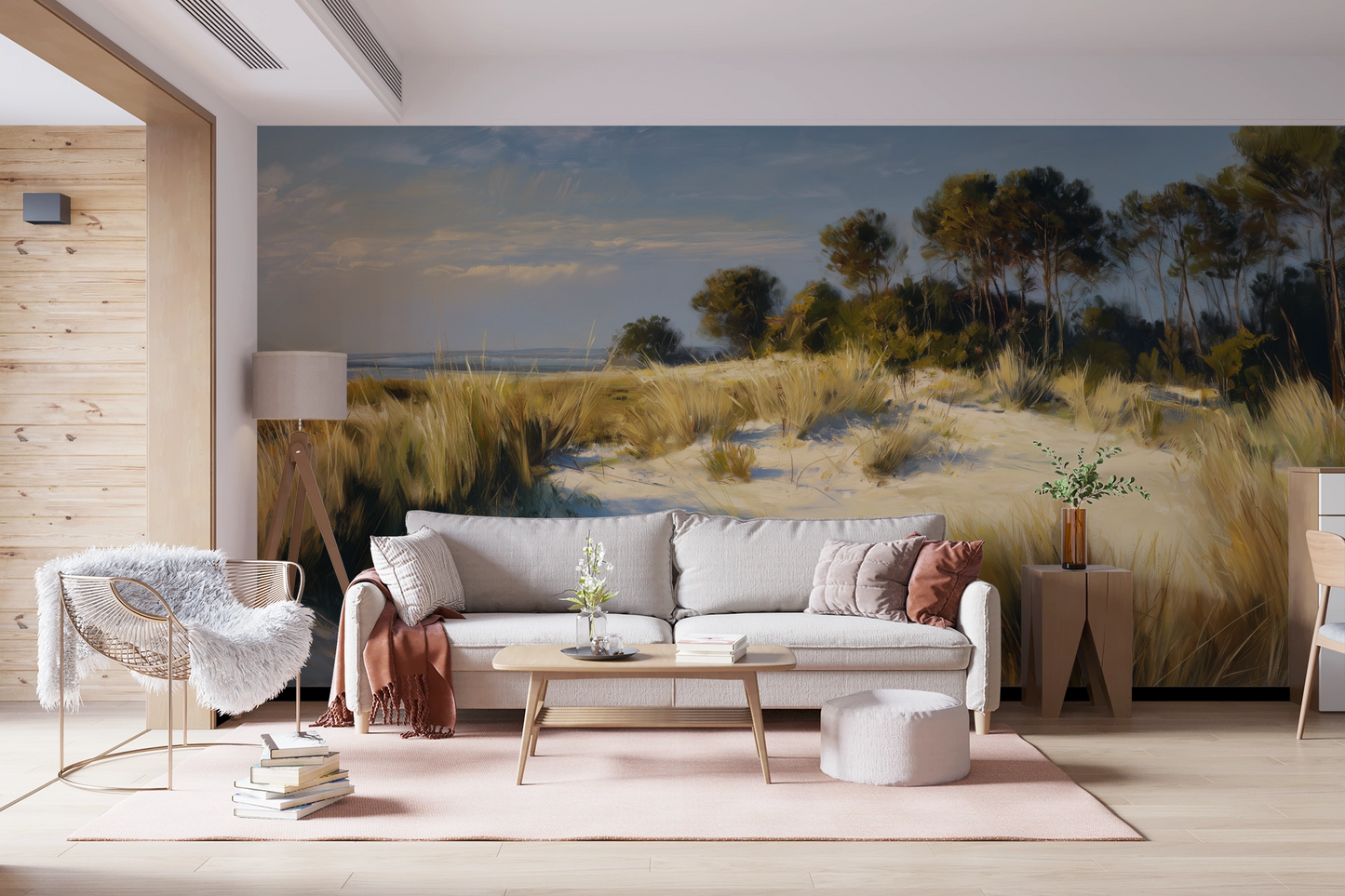 Natur Wandbild mit Dünen, Gräsern und Küstenlandschaft – selbstklebendes Vlies, ruhiges Wanddesign von Wall of Nova